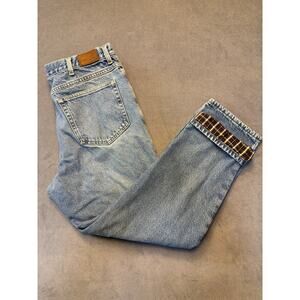 Vtg L.L. Bean Blue Denim Flannel Lined Men's 37x30 Cotton Denim Jeans Pants